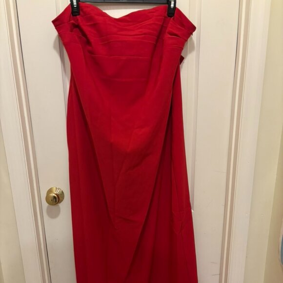 Red Strapless Maxi Dress with Bow - Picture 6 of 15